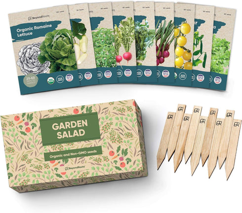 Certified Organic Vegetable Seeds - 9 Heirloom Seeds for Planting Vegetables -