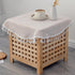 Linen Small Round Tablecloth 24 Inch Beige Washable Wrinkle Resistant Table Cover