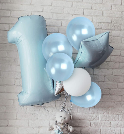 12 Inch 36 Treasures Gifted Metallic Light Blue Balloons - Baby Blue Balloons, Pastel Blue Balloons - Pastel Latex