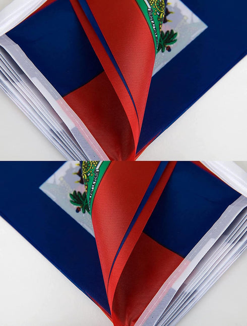 ZXvZYT Haiti Haitian Flag Banner String, Small Mini Haiti Pennant Flags for Grand Opening, National Sports Events,
