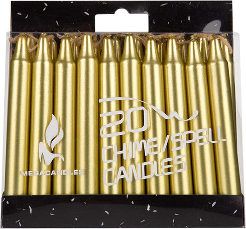 Mega Candles 20 pcs Unscented Gold Mini Taper Spell Candles, 4 Inch Tall, Magic & Rituals