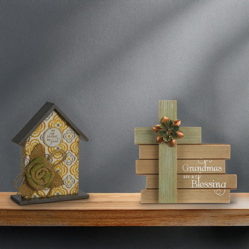 Pavilion Gift Company Simple Spirits Cross Plaque, Grandmas are A Blessing, 6 Inch, Solid Green