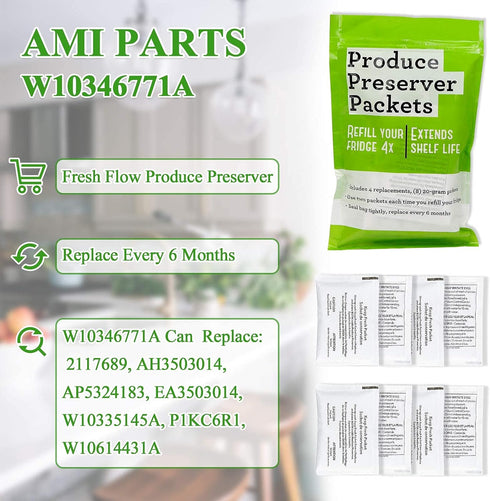 AMI PARTS W10346771A Produce Preserver Replacement Part for Refrigerators - 4 replacements, 8 packs