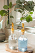 Rail19 Small Clear Glass Mouthwash Dispenser with Metal Pour Spout, 8oz, Perfect for Bathroom, Kitchen, and Tabletop