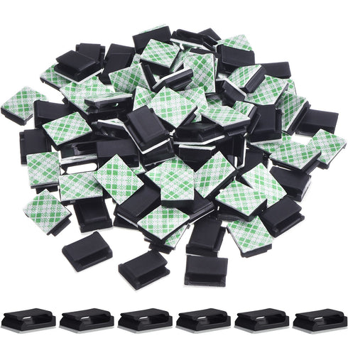 Hicarer 100 Pcs Adhesive Cable Clips Hooks for Outdoor String Lights, Wire Management Clips for Home Office