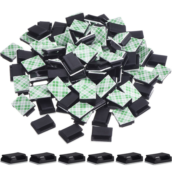 Hicarer 100 Pcs Adhesive Cable Clips Hooks for Outdoor String Lights, Wire Management Clips for Home Office
