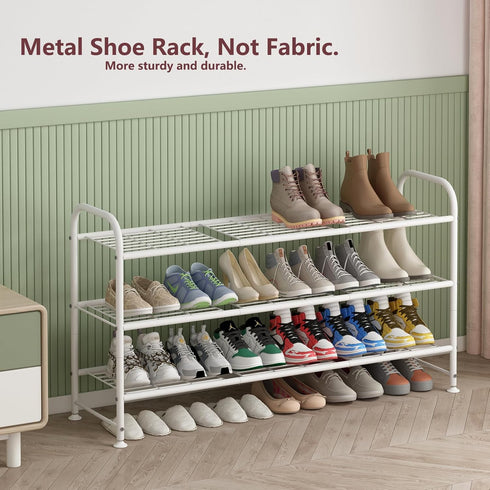 3 Closet 24 3-Tier) LINZINAR Shoe Rack Long Tier Shoe Storage Organizer Metal Wide Shoe Shelf for Entryway Bedroom
