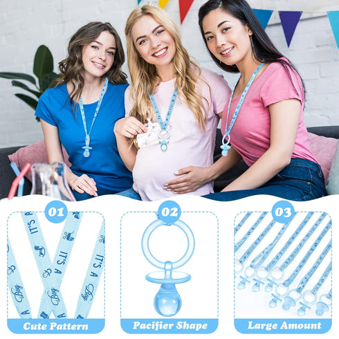 36 Coume Pcs Shower Party Pacifiers Necklace Acrylic Pacifiers Charm Necklace for Shower Party Decorations Gender