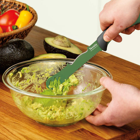 Tovolo 5.75" Slicer with Comfort Grip Handle, Serrated Kitchen Knife for Avocados with Pitter & Masher, 1 Count