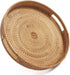 Coffee Table Tray Round Rattan Ottoman Tray Woven Serving Trays with Handles