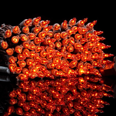 YULETIME Orange Christmas Lights with Brown Wire, 66 Feet 200 Count UL Certified String Lights, Pack of 2 Sets