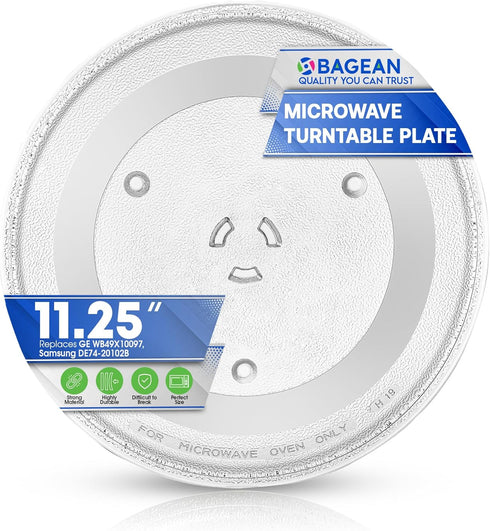 Microwave Plate Replacement 11.25” for GE WB49X10097 & Samsung DE74-20102B, Rotating Glass Turntable for Better
