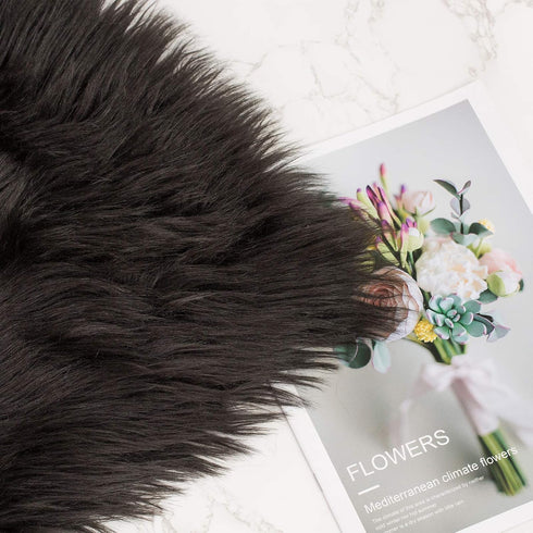 HYSEAS Set of 2 Decorative Faux Fur Throw Pillow Covers, Black Fluffy Soft Cushion Cover for Sofa, 18 x 18 Inches