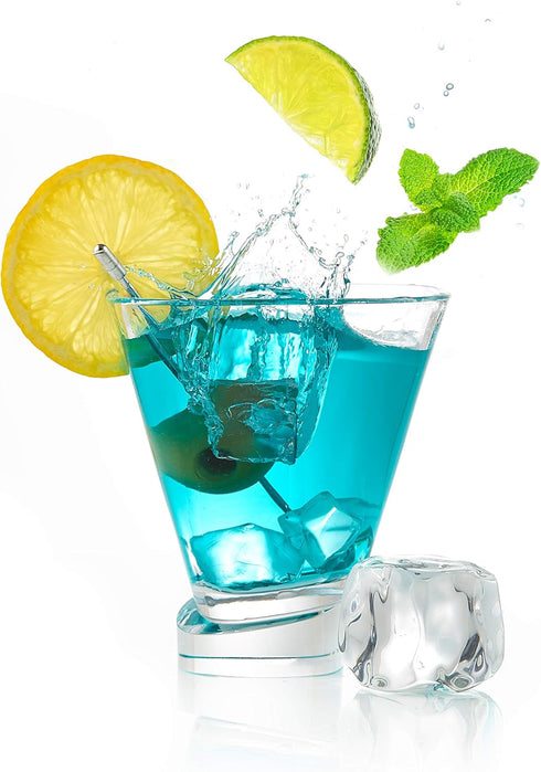 JoyJolt Aqua Vitae Martini Glass Set of 2, Crystal Glassware, Stemless Cocktail Glasses