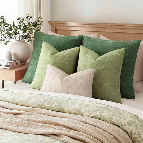 Set 1 Room,1220 Inch,Light Foindtower of Decorative Linen Check Throw Pillow Cover Neutral Farmhouse Lumbar Cushion