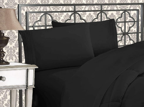 Elegant Comfort 1500 Thread Count Ultra Soft Luxurious 2-Piece Pillowcases, Standard Size, Black