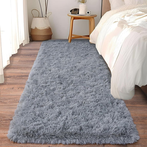 Soft Runner Rugs for Bedroom Hallways, 2x6 Grey Fluffy Shag Throw Area Rug Non Slip for Bedside Dorm Living Room