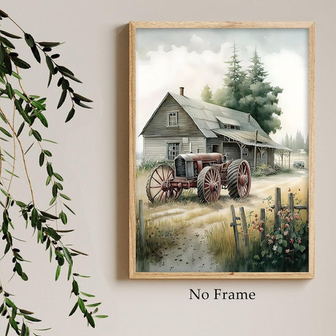 Farmhouse Canvas Wall Art, Old Tractor Pictures, Rustic Barn Prints for Country House 16x24in
