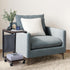 comfoyar C Shaped End Table with Wheels, Small Side Table for Couch with Storage Bag, Slide Under Sofa Side Table TV