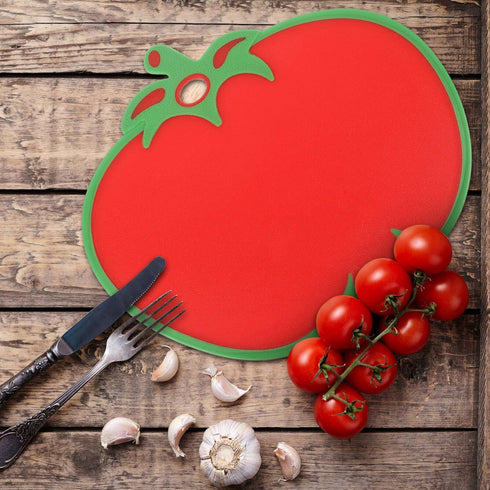 Kichvoe Tomato Shaped Plastic Cutting Board, Creative Kitchen Food Chopping Mat for Veggies & Cheese 31.80X26cm