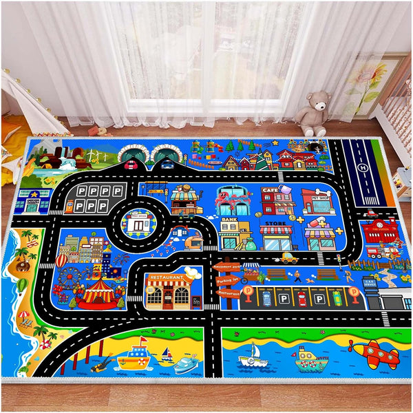 Kids Car Rug Play Mat Carpet for Cars Toys, 39''x59'' Educational Road