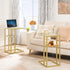 24.4 GD08SF01 HOOBRO End Table, C Shaped Side Table with Tempered Glass, Small Side Table for Sofa, Slide Under Couch