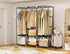 Portable Wardrobe Closet for Hanging Clothes, Free Standing Rack with Cover, 3 Hanging Rods, 6 Storage Shelves, 2 Side
