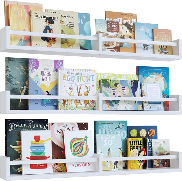 Napeollor White Nursery Bookshelves,32Inch, Floating Nursery Shelves - Set of 3 - Book