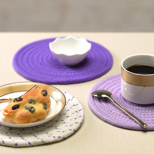 Pot Holders Set, 100% Pure Cotton Thread Weave Hot Pot Holders, Stylish Coasters, Set of 3, Diameter 7 Inches