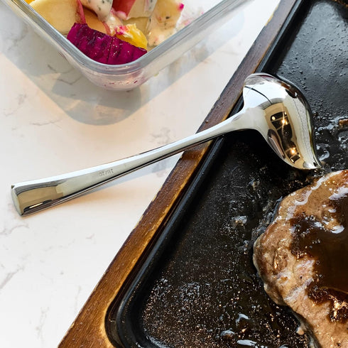IMEEA Small Sauce Ladle with Pouring Spout, 18/10 Stainless Steel Sauce Drizzle Spoon - 7inch