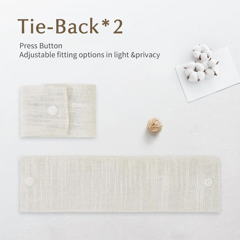FMFUNCTEX Side Light Linen Texture Semi Sheer Narrow French Door Panels - 24 Inch x 72 Inch, 2 Panels