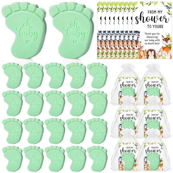 Dimsile 50 Sets Baby Shower Soap Favors for Guests - Mini Handmade Footprint