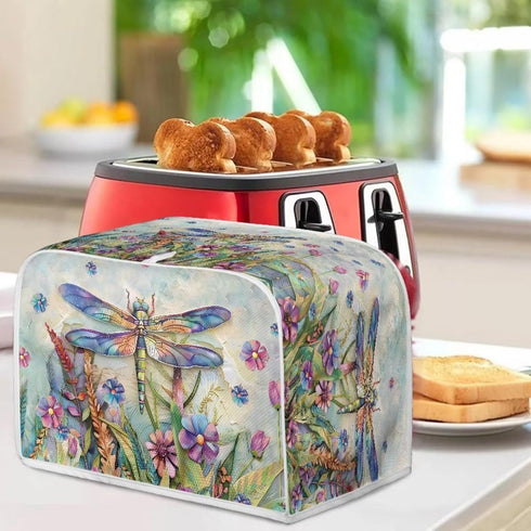 Dragonfly Daisy Print 2 Slice Toaster Covers, Washable Dust Protection for Kitchen Accessories