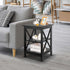 3-Tier SUPER DEAL Side Table, End Table with Shelves, Versatile X-Design Wood Sofa Table for Living Room Bedroom