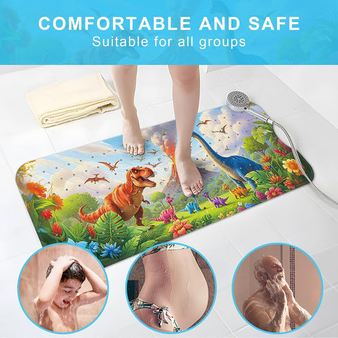 Elisstaence 40"x16" Upgrade Cartoon Baby Bath Mat Non Slip - Extra Long Bathtub Mat for Baby Eco Friendly Durable Bath