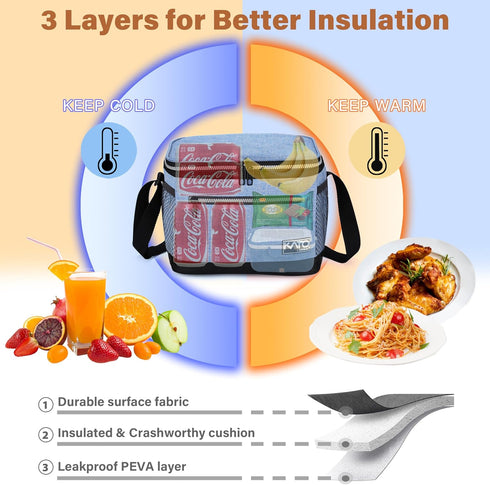 Tirrinia Insulated Lunch Box for Men/Women, Leakproof Lunch Bag for School Work, Large Tote for Kids and Adults, Light