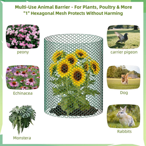 YGGlDUOl 15.7 87 Inches, Chicken Wire, Easy to Shape, x Green PVC Coated Lightweight Galvanized Hexagonal Chicken Wire