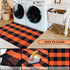Hand-Woven Cotton Orange and Black Plaid Rug, 27.5 x 43 Inches, Washable Front Door Mat for Porch and Entryway