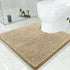 smiry Soft Chenille U-Shaped Toilet Bathroom Rugs, Non-Slip Contoured Mats, Machine Washable (24"x24", Beige)