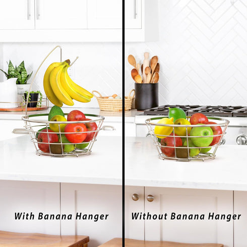 DecoBros Wire Fruit Tree Bowl with Banana Hanger, Chrome Finish