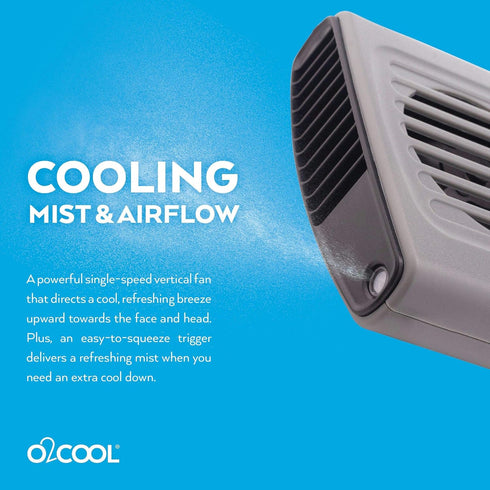 O2COOL Deluxe Multi-Pack Misting Neck Travel Fan, Battery Powered, 2pk (Gray)