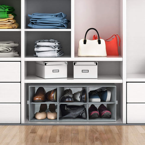 6 Closet Sorbus Shoe Organizer Bin, Section Cubby Shoe Shelves, Foldable Portable Detachable Organizer Storage for Home