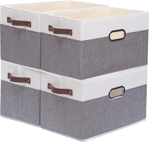 Yawinhe Fabric Storage Baskets, Large Foldable Closet Organizer for Shelves, Canvas Storage Bins for Clothes,