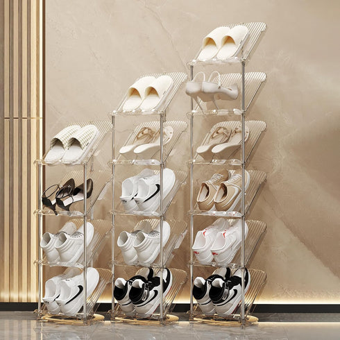 5 YYW Narrow Shoe Rack Vertical Shoes Rack for Entryway Corner Shoe Storage Organizer for Small Spaces Transparently