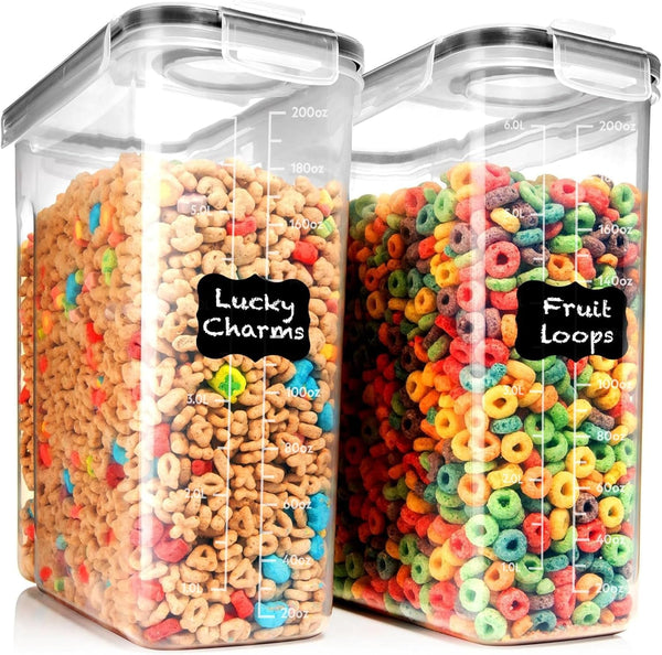 Shazo 2 Pack EXTRA Large Airtight Food Storage Containers, 6.3L BPA-Free Plastic for Bulk Food Storage