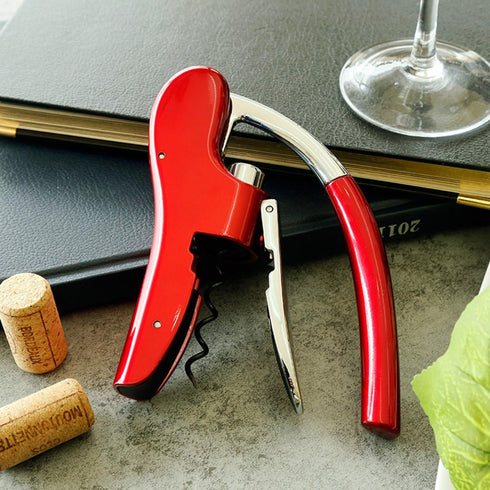 KAYCROWN Wine Bottle Opener, Vertical Lever Corkscrew with Built-in Foil Cutter, Manual Handheld Corkscrew