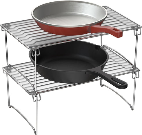 2 Pack, Deco Brothers Stackable Cabinet Shelf Organizer, Chrome