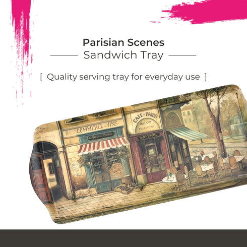 Pimpernel Parisian Scenes Rectangular Hostess Tray - 15.1" x 6.5" Melamine Snack Platter