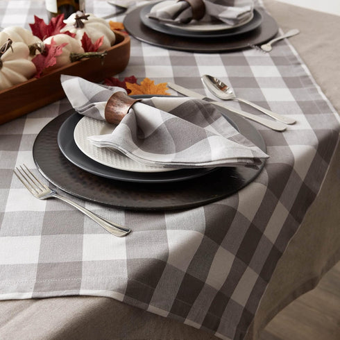 DII Buffalo Check Collection Classic Farmhouse Tablecloth, Gray & White Table Topper, 40x40