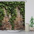 Green Leaves Shower Curtain, Rustic Country Brick Wall Garden Landscape Nature Plant, Creative Bathroom Decor with Hooks
